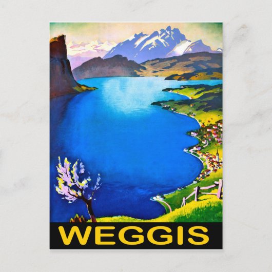 Weggis, uitzicht op het Vierwaldstättersee, Zwitse Briefkaart (Voorkant)