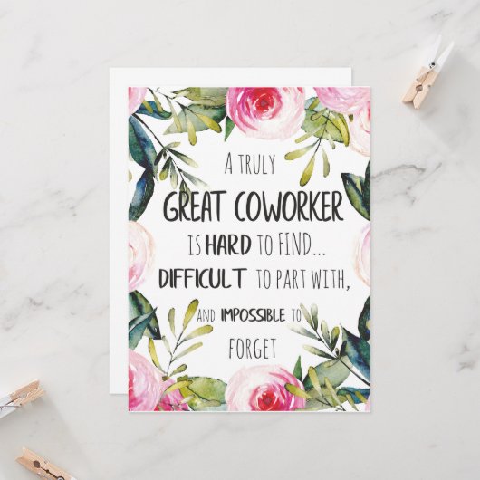 Weggooien cadeau voor collega's die afscheid nemen kaart (Voorkant / Achterkant in situ)