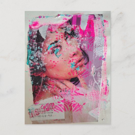 Weggooien Vrouw Mixed Media Collage Postkaart (Voorkant)