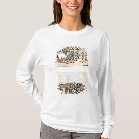 Weging en Rubberen omlaag" en "Het stenigen" T-shirt (Voorkant)