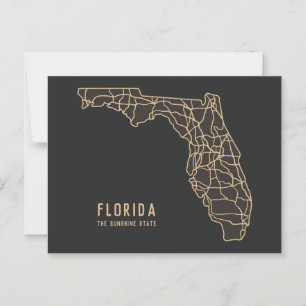 Wegkaart van de staat Florida, VS - Zonnestaatkaar Briefkaart