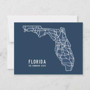 Wegkaart van Florida, VS - Zonnestaatkaart Briefkaart