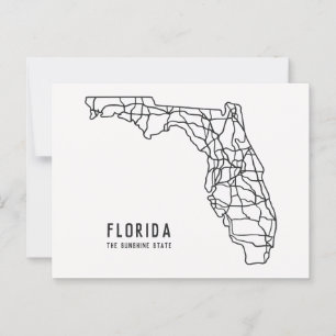Wegkaart van Florida, VS - Zonnestaatkaart Briefkaart