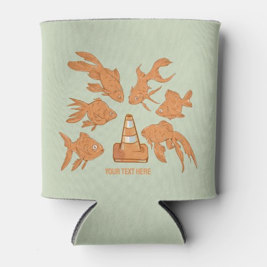 Wegkegels en oranje goudvissen blikjeskoeler (Voorkant)