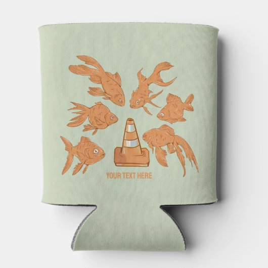 Wegkegels en oranje goudvissen blikjeskoeler (Achterkant)