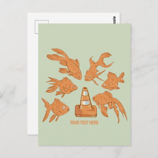 Wegkegels en oranje goudvissen briefkaart (Voorkant / Achterkant)