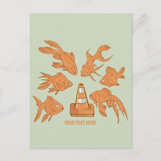 Wegkegels en oranje goudvissen briefkaart (Voorkant)