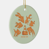 Wegkegels en oranje goudvissen keramisch ornament (Rechts)