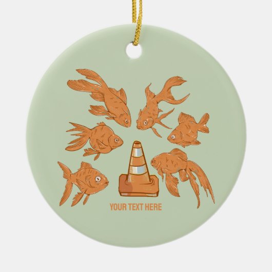 Wegkegels en oranje goudvissen keramisch ornament (Voorkant)