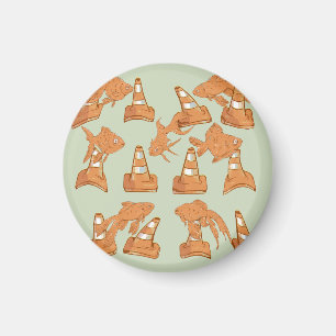 Wegkegels en oranje goudvissen magneet