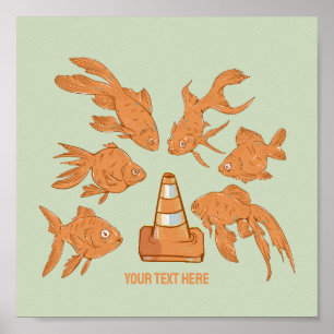 Wegkegels en oranje goudvissen poster