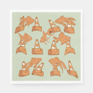 Wegkegels en oranje goudvissen servet
