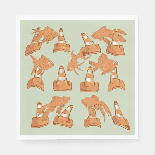 Wegkegels en oranje goudvissen servet (Voorkant)