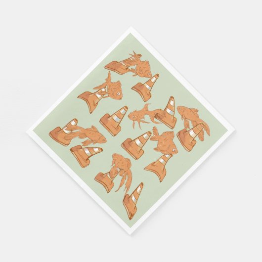 Wegkegels en oranje goudvissen servet (Hoek)