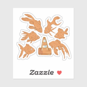 Wegkegels en oranje goudvissen sticker
