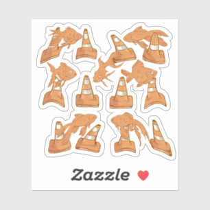 Wegkegels en oranje goudvissen sticker