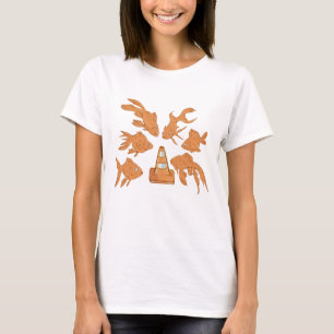 Wegkegels en oranje goudvissen t-shirt