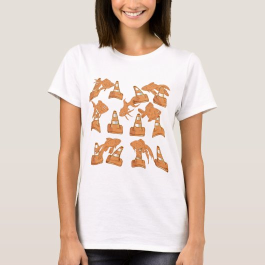 Wegkegels en oranje goudvissen t-shirt (Voorkant)