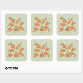 Wegkegels en oranje goudvissen vierkante sticker (Vel)