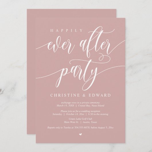 Weglopen, Happily Ever After Feest, Stof Roze In Kaart (Voorkant / Achterkant)