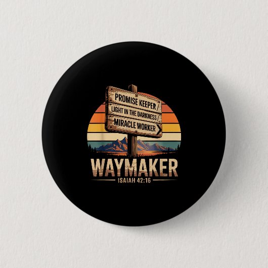Wegmaker Beloftehouder Wonderwerker God Christelij Ronde Button 5,7 Cm (Voorkant)