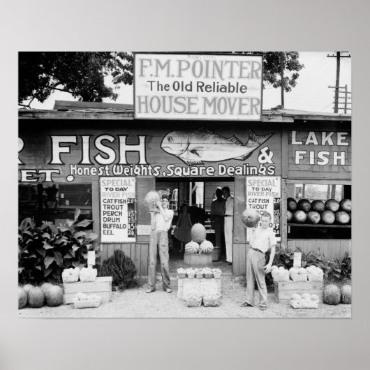 Wegmarkt, 1936. Oude foto Poster (Voorkant)