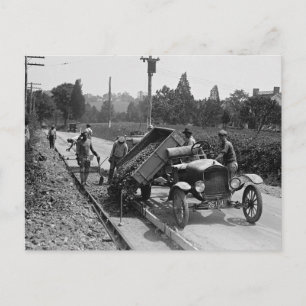Wegploeg aan het werk, 1925 briefkaart
