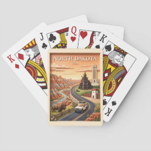 Wegreis door North Dakota Badlands Bison Vintage U Pokerkaarten