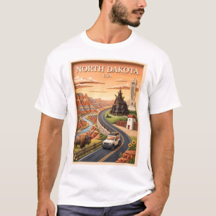 Wegreis door North Dakota Badlands Bison Vintage U T-shirt