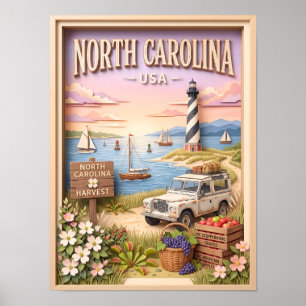 Wegreis langs de vuurtorens van de Outer Banks van Poster