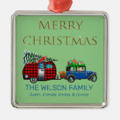  wegreisje Santa Green Metalen Ornament (Voorkant)