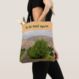 Wegreiszak, natuur scène, je eigen woorden... tote bag