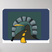 Wegtunnel met gele lijnmarkeringen poster (Voorkant)