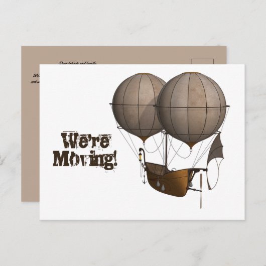 Wegvaren in een ballonschip Adreswijziging Briefkaart (Voorkant / Achterkant)