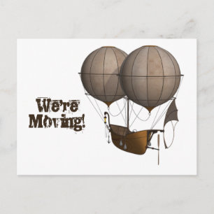 Wegvaren in een ballonschip Adreswijziging Briefkaart