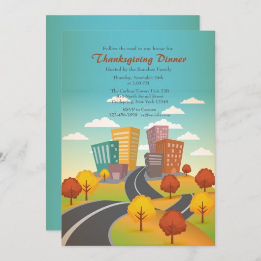 Wegverbinding naar de uitnodiging tot Thanksgiving (Voorkant / Achterkant)