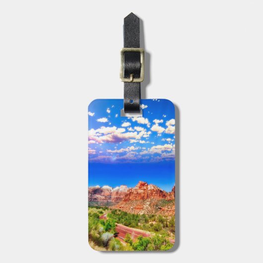 Wegvervoer door het Nationaal Park Zion Bagagelabel (Voorkant verticaal)