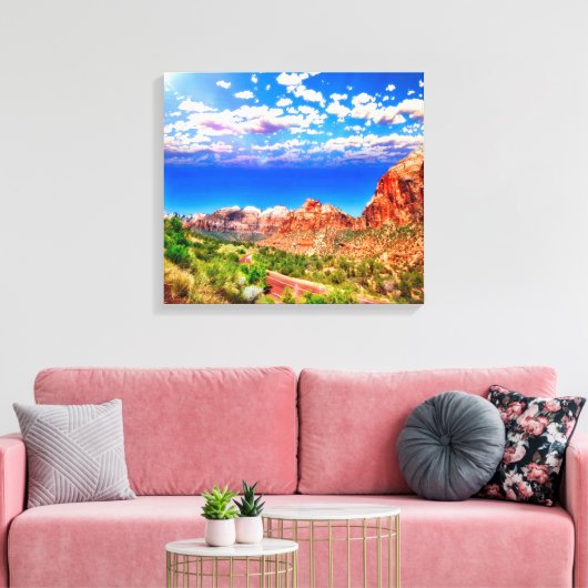 Wegvervoer door het Nationaal Park Zion Canvas Afdruk (Insitu (Woonkamer))