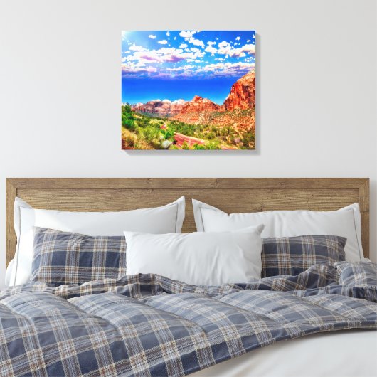 Wegvervoer door het Nationaal Park Zion Canvas Afdruk (Insitu (Slaapkamer))