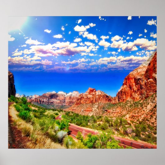 Wegvervoer door het Nationaal Park Zion Poster (Voorkant)