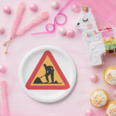 Wegwerkzaamheden in aanloop Teken Bouwzone Waarsch Papieren Bordje (Feest)