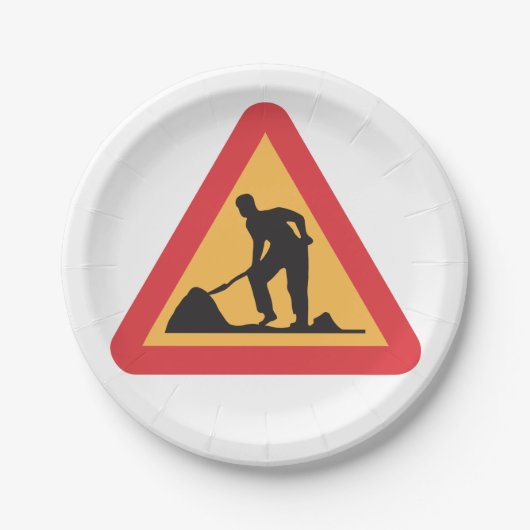 Wegwerkzaamheden in aanloop Teken Bouwzone Waarsch Papieren Bordje (Voorkant)