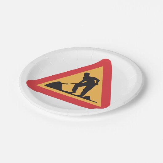 Wegwerkzaamheden in aanloop Teken Bouwzone Waarsch Papieren Bordje (Gekanteld)