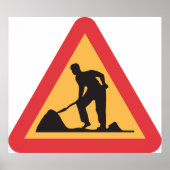 Wegwerkzaamheden in aanloop Teken Bouwzone Waarsch Poster (Voorkant)