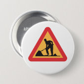 Wegwerkzaamheden in aanloop Teken Bouwzone Waarsch Ronde Button 7,6 Cm (Voorkant /achterkant)