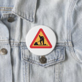 Wegwerkzaamheden in aanloop Teken Bouwzone Waarsch Ronde Button 7,6 Cm (In situ)