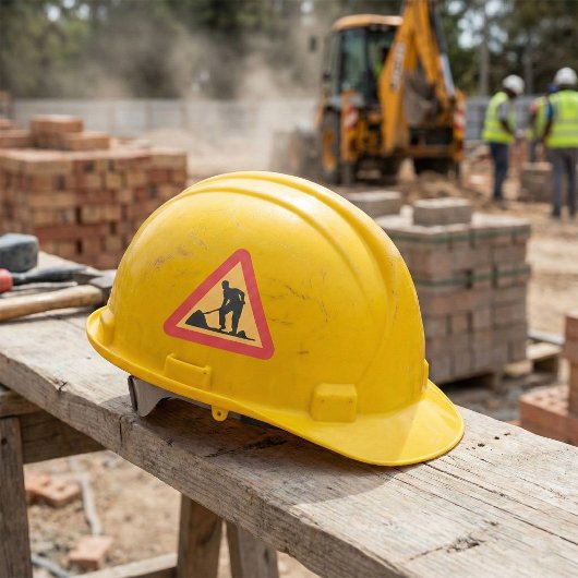 Wegwerkzaamheden in aanloop Teken Bouwzone Waarsch Vierkante Sticker