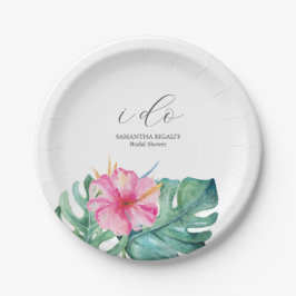 Wegwerp Bruiloftsfeestplates Roze Bloemen Papieren Bordje