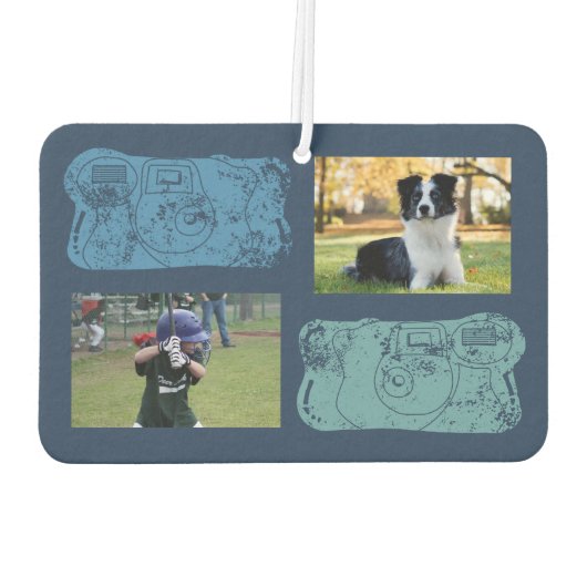 Wegwerp Camera's Blues en Groenen Custom Foto Luchtverfrisser (Achterkant)