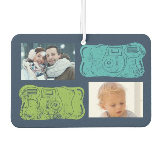 Wegwerp Camera's Blues en Groenen Custom Foto Luchtverfrisser (Voorkant)